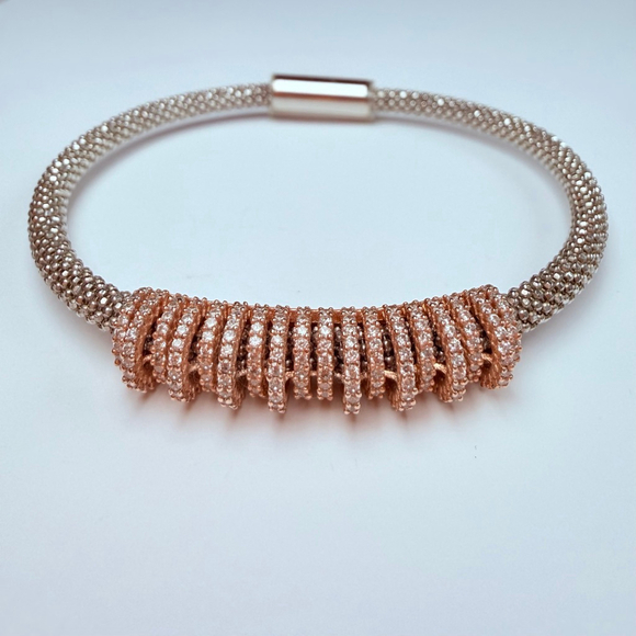 Dyadema Star Dust Swarovski Crystals Rose Gold, Sterling Silver Caviar Bracelet - Picture 1 of 12